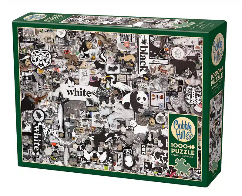 1000 Piece Black & White Animals Puzzle Cobble Hill image 0